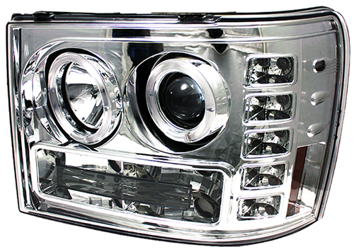 Cws-3041c2 Gmc Sierra 2007 - 2013 Head Lamps, Projector With Rings Chrome