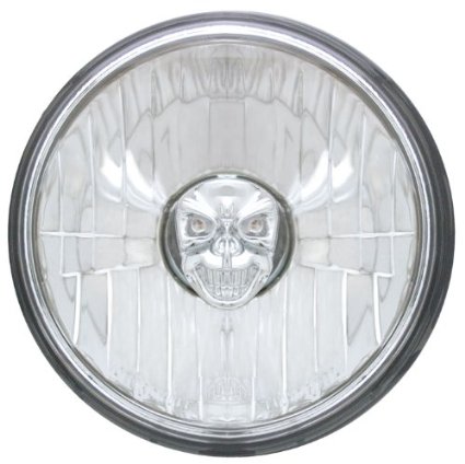 Conversion Headlight 5.75 In. Round Diamond-cut With Skull With H4 Bulb