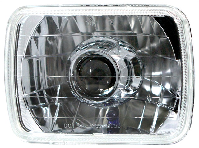 Conversion Headlight 7 X 6 In. Rectangular Diamond-cut Projector Headlight Kit - Lhd Chrome