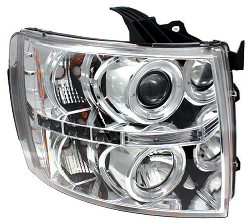 Chevrolet Silverado 2007 - 2013 Head Lamps, Projector With Rings Chrome