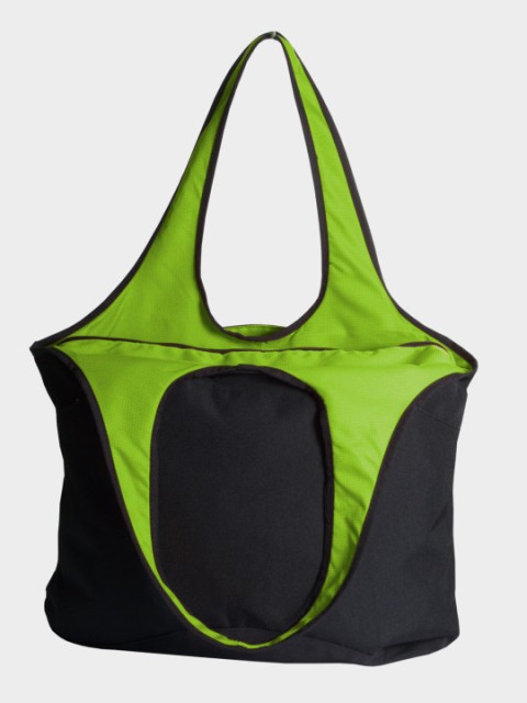 Vest001-black-lime Village Zipper Tote Bag, Black And Lime