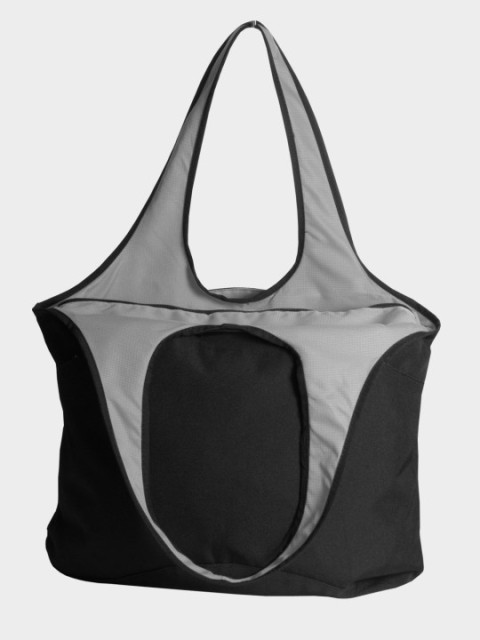 Vest001-black-gray Village Zipper Tote Bag, Black And Gray