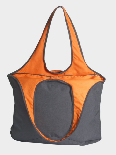 Vest001-gray-orange Village Zipper Tote Bag, Gray And Orange