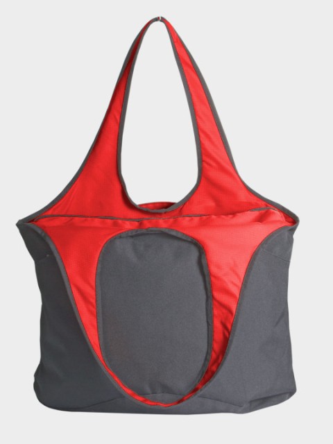Vest001-gray-red Village Zipper Tote Bag, Gray And Red