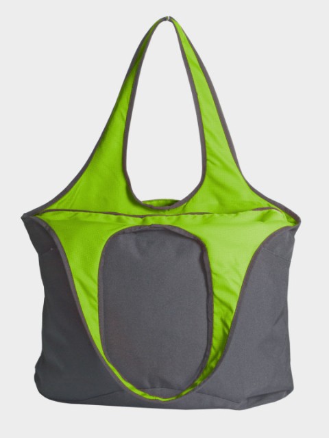 Vest001-gray-lime Village Zipper Tote Bag, Gray And Lime