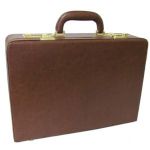 2893 - 8 Expandable Executive Faux Leather Attache Case - Brown