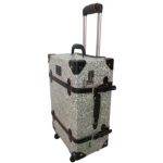 81-3 Old Fashioned Chest Styled 20 Rolling Luggage - White