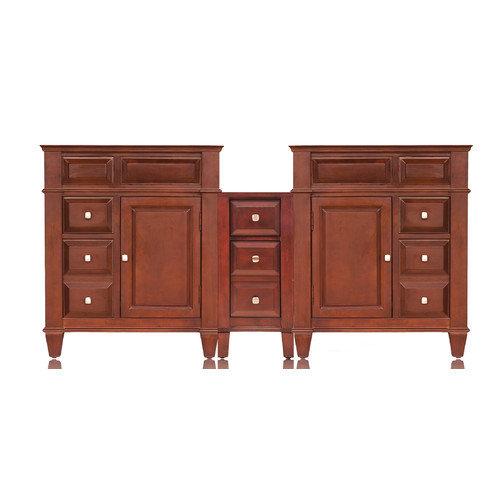 2910-9008-cswo 12 In. Center Drawers Unit With 61 In. Double Basin Vanity - Espresso Finish