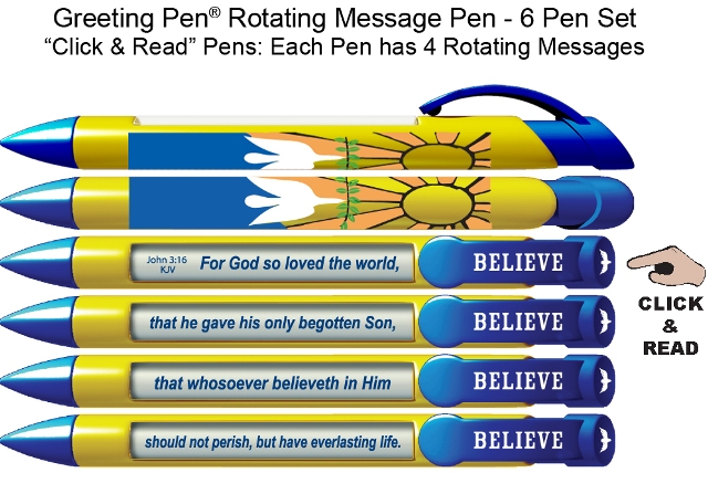 6 Pen Set 36517 Greeting Pen Graduation Pens with Rotating Messages 