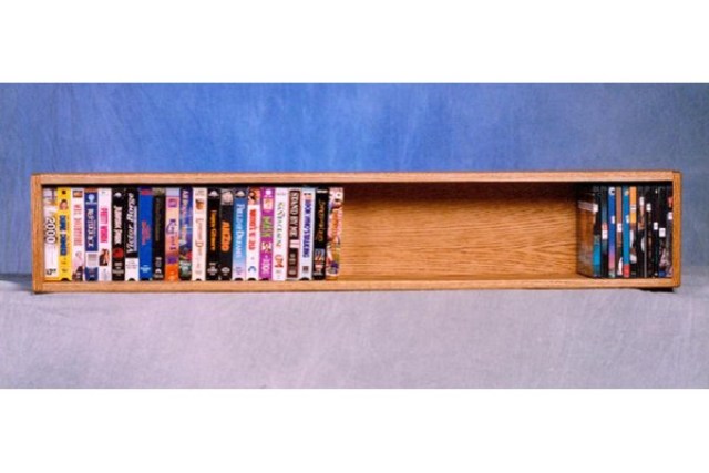108-4 W Solid Oak Wall Or Shelf Mount Dvd-vhs Tape-book Cabinet