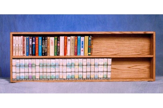 208-4 W Solid Oak Wall Or Shelf Mount Dvd-vhs Tape-book Cabinet