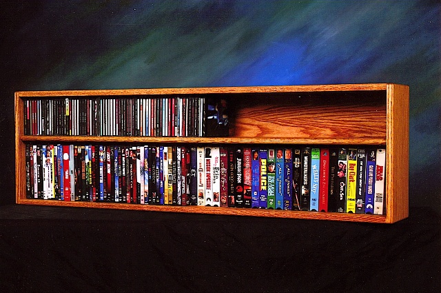 211-4 W Solid Oak Wall Or Shelf Mount For Cd And Dvd-vhs Tape-book Cabinet
