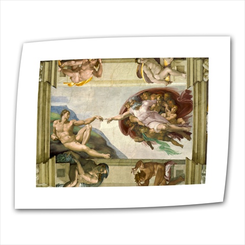 Artwal The Creation Of Adam By Michelangelo Rolled Canvas Art, 18 X 24 Inch