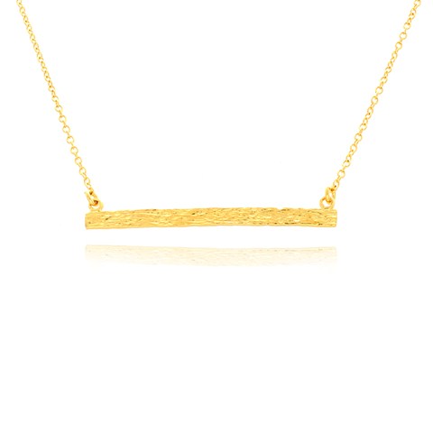 Nb1684g Textured Bar Pendant Necklace, Gold