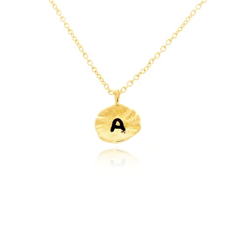 Nb1920a-g Hammered A Initial Pendant Necklace