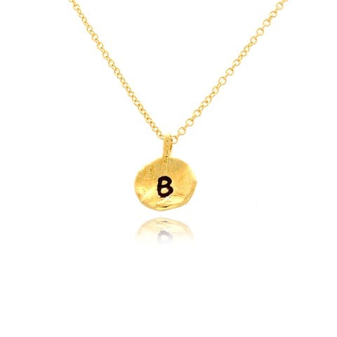Nb1920b-g Hammered B Initial Pendant Necklace