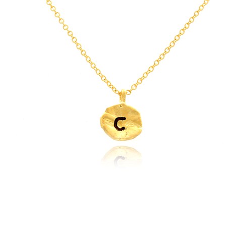 Nb1920c-g Hammered C Initial Pendant Necklace