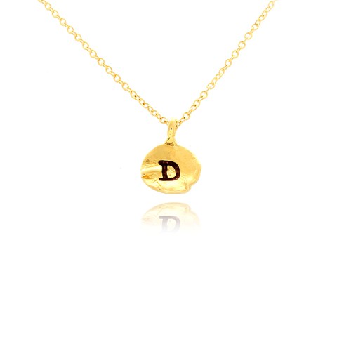 Nb1920d-g Hammered D Initial Pendant Necklace