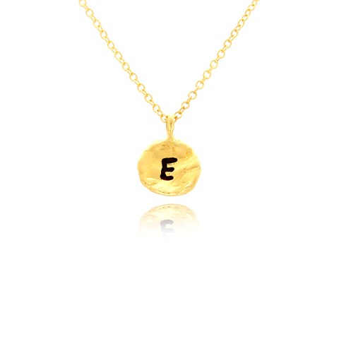 Nb1920e-g Hammered E Initial Pendant Necklace