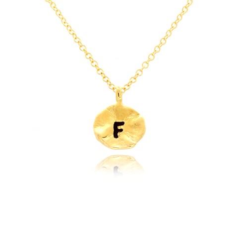 Nb1920f-g Hammered F Initial Pendant Necklace