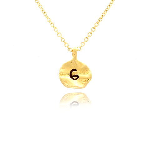 Nb1920g-g Hammered G Initial Pendant Necklace