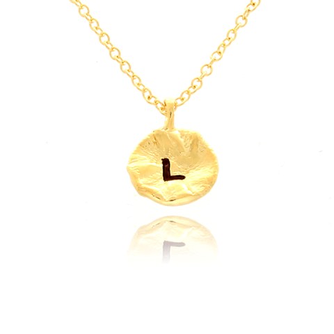 Nb1920l-g Hammered L Initial Pendant Necklace