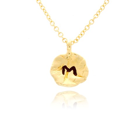 Nb1920m-g Hammered M Initial Pendant Necklace