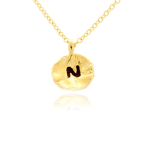 Nb1920n-g Hammered N Initial Pendant Necklace