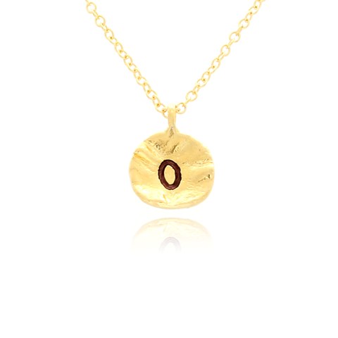 Nb1920o-g Hammered O Initial Pendant Necklace
