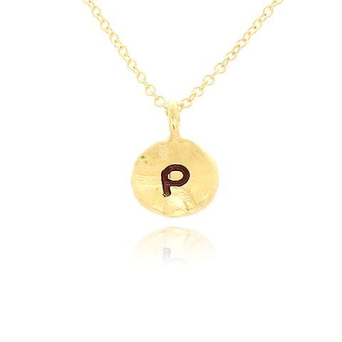 Nb1920p-g Hammered P Initial Pendant Necklace