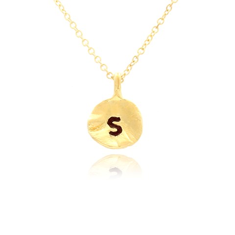 Nb1920s-g Hammered S Initial Pendant Necklace