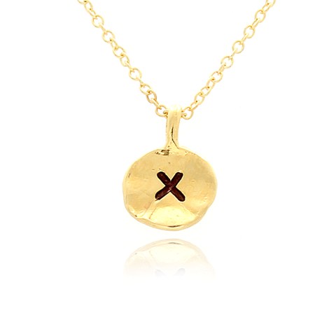 Nb1920x-g Hammered X Initial Pendant Necklace