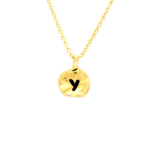 Nb1920y-g Hammered Y Initial Pendant Necklace