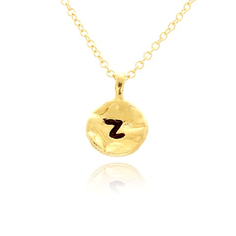 Nb1920z-g Hammered Z Initial Pendant Necklace