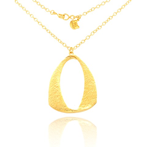 Nb1922g Textured Hammered Twisted Arch Pendant Necklace, Gold