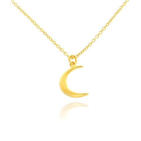 Nb1928g Small Moon Shape Pendant Necklace, Gold