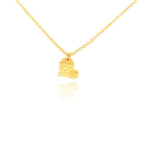 Nb1686g Hammered Textured Small Heart Pendant Necklace, Gold