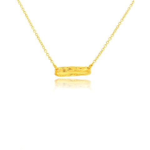 Nb1904g Small Textured Hammered Karma Bar Pendant Necklace, Gold