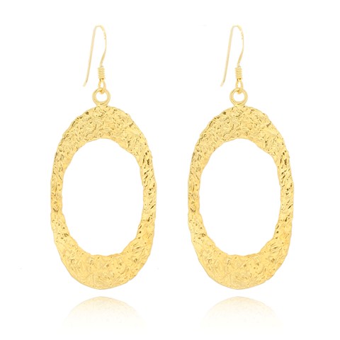 Eb2000g Textured Oval Dangling Hook Earrings, Gold