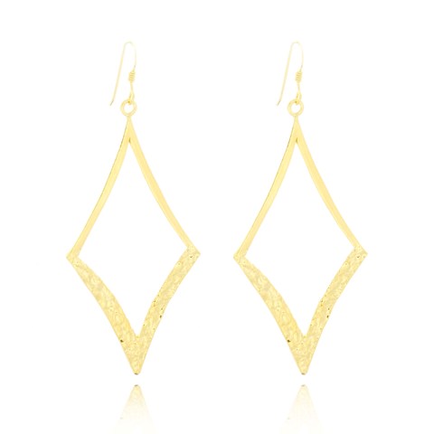 Eb1986g Diamond Square Half Textured Dangle Hook Earrings, Gold
