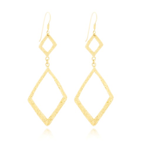 Eb1987g Square Textured Dangling Hook Earrings, Gold