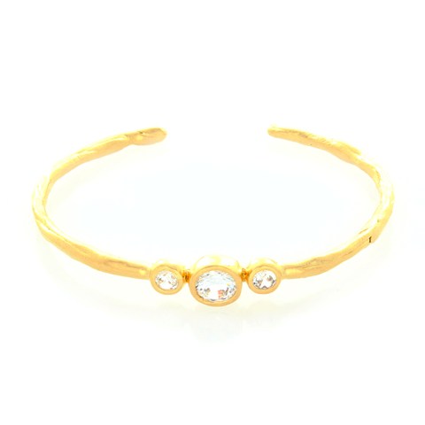 Bb1223g Wrinkled Passion 3 Clear Cz Bangle, Gold