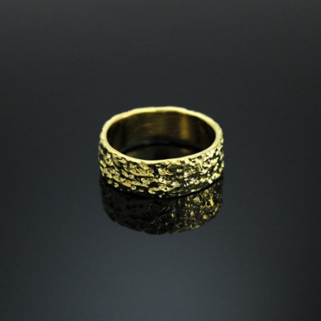 Rb1123g5 Rugged Textured Ring Size 5, Gold