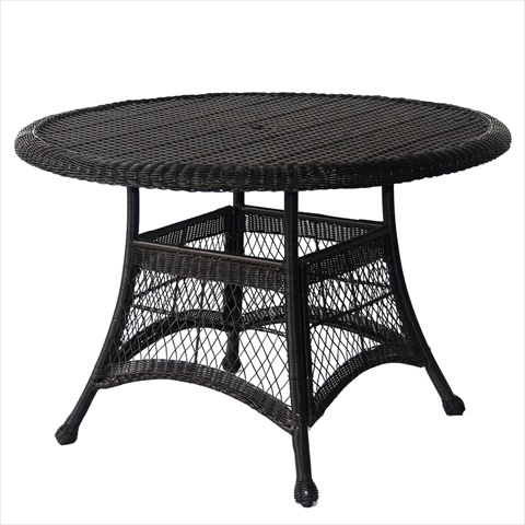 W00207d-d Black Wicker 44 In. Round Dining Table