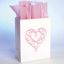 58072 Gift Bag Heart With Tissue Sml White