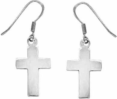 15098 Earring Cross Medium With French Hooks Ss