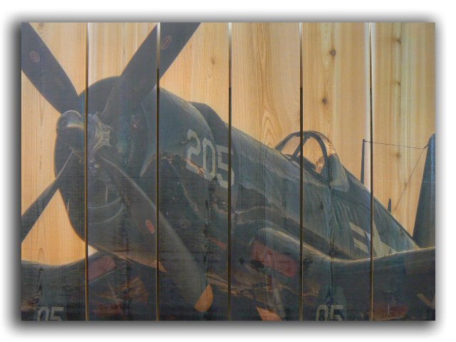 33 X 24 Wwii Corsair Inside & Outside Full Color Cedar Wall Art