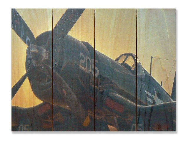 Wwc2216 22 X 16 Wwii Corsair Inside & Outside Full Color Cedar Wall Art