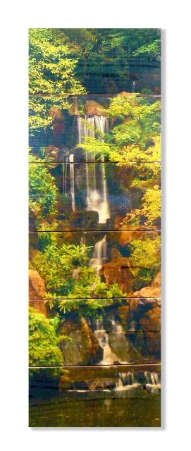 Fw1132 11 X 32 Forest Waterfall Inside & Outside Full Color Cedar Wall Art