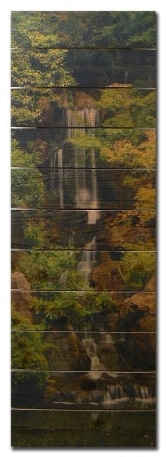 Fw2060 20 X 60 Forest Waterfall Inside & Outside Full Color Cedar Wall Art